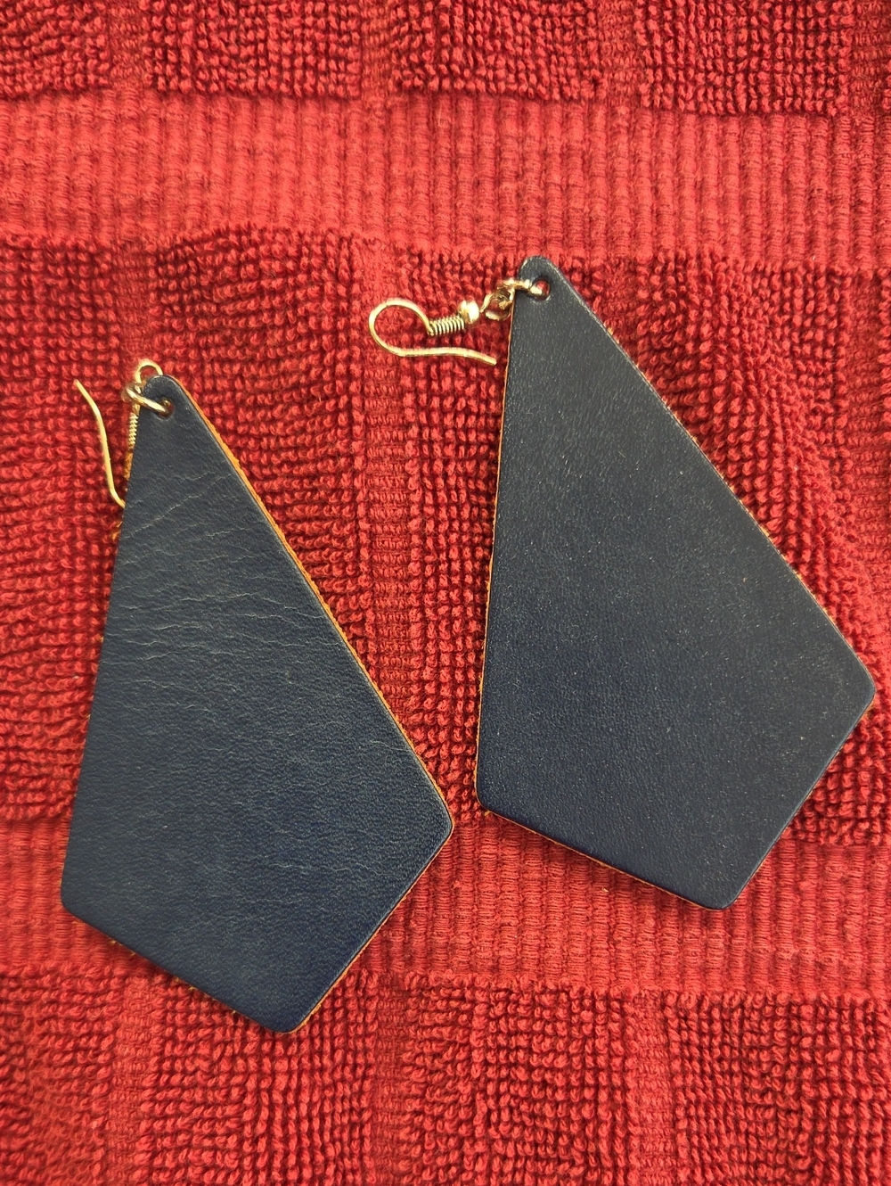 Plunder Navy Blue Leather Earrings